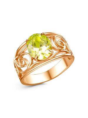 Кольцо бижутерия, покрытие - золочение, вставка - фианит (недрагоценный камень)