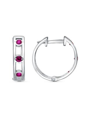 Серьги серебро 925 пробы, покрытие - родирование, вставка - синтетический корунд