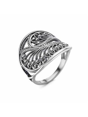 Кольцо серебро 925 пробы, покрытие - оксидирование, без вставок