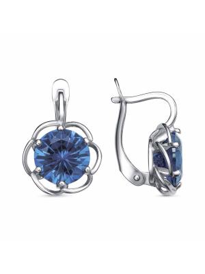 Серьги бижутерия, покрытие - платинирование, вставка - искусственная шпинель