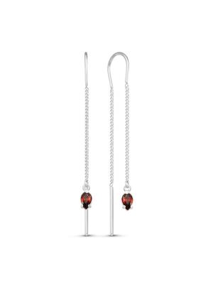 Серьги бижутерия, покрытие - серебрение, вставка - фианит (недрагоценный камень)