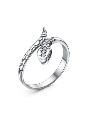 Кольцо серебро 925 пробы, покрытие - оксидирование, вставка - фианит (недрагоценный камень)