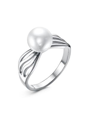 Кольцо бижутерия, покрытие - платинирование, вставка - имитация жемчуга
