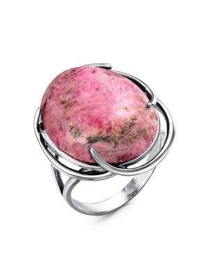 Кольцо серебро 925 пробы, покрытие - оксидирование, вставка - родонит