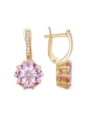 Серьги бижутерия, покрытие - золочение, вставка - стекло ювелирное preciosa, фианит (недрагоценный камень)