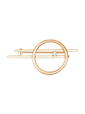 Брошь серебро 925 пробы, покрытие - золочение, вставка - фианит (недрагоценный камень)