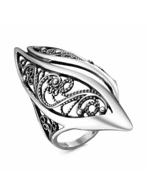 Кольцо бижутерия, покрытие - серебрение с оксидированием, без вставок