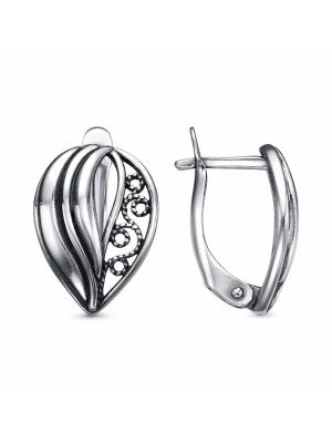 Серьги серебро 925 пробы, покрытие - оксидирование, без вставок
