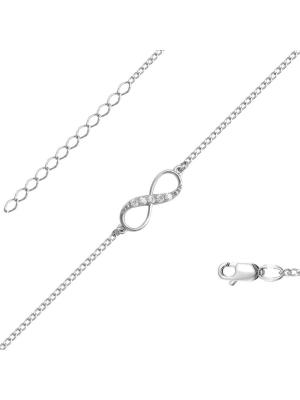 Браслет серебро 925 пробы, покрытие - родирование, вставка - фианит (недрагоценный камень)