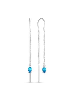 Серьги бижутерия, покрытие - серебрение, вставка - фианит (недрагоценный камень)