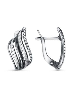 Серьги бижутерия, покрытие - серебрение с оксидированием, отделка - алмазная грань, без вставок