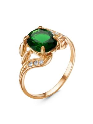 Кольцо бижутерия, покрытие - золочение, вставка - стекло ювелирное, стекло ювелирное preciosa