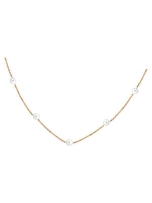 Колье серебро 925 пробы, покрытие - золочение, вставка - имитация жемчуга