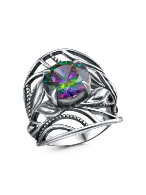 Кольцо серебро 925 пробы, покрытие - оксидирование, вставка - фианит (недрагоценный камень)