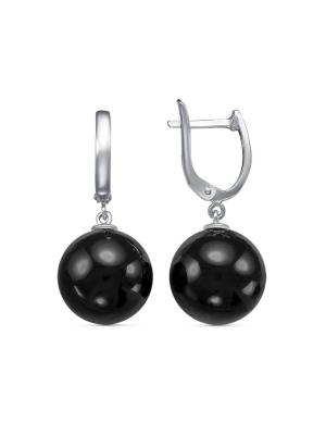 Серьги серебро 925 пробы, покрытие - родирование, вставка - имитация жемчуга