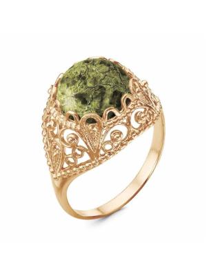 Кольцо бижутерия, покрытие - золочение, вставка - змеевик