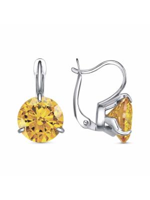 Серьги серебро 925 пробы, покрытие - платинирование, вставка - фианит (недрагоценный камень)