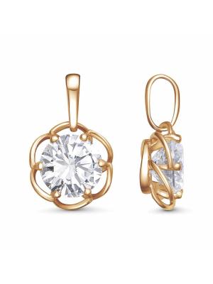 Подвеска серебро 925 пробы, покрытие - золочение, вставка - фианит (недрагоценный камень)