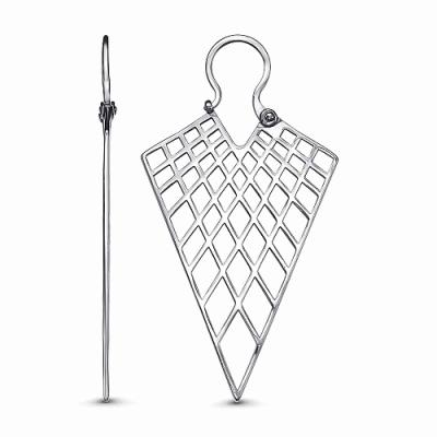 Серьги серебро 925 пробы, покрытие - платинирование, без вставок