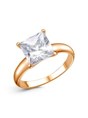 Кольцо серебро 925 пробы, покрытие - золочение, вставка - фианит (недрагоценный камень)