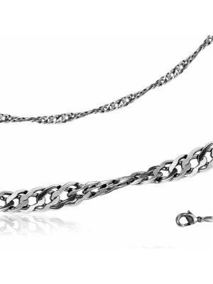 Цепь бижутерия, покрытие - серебрение с оксидированием, без вставок