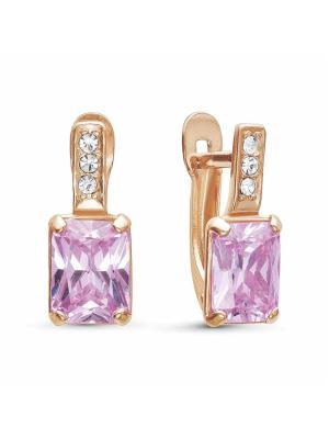 Серьги бижутерия, покрытие - золочение, вставка - стекло ювелирное preciosa, фианит (недрагоценный камень)