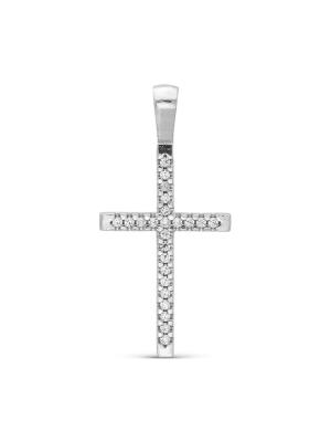 Подвеска серебро 925 пробы, покрытие - родирование, вставка - фианит (недрагоценный камень)