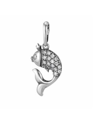 Подвеска серебро 925 пробы, покрытие - оксидирование, вставка - фианит (недрагоценный камень)