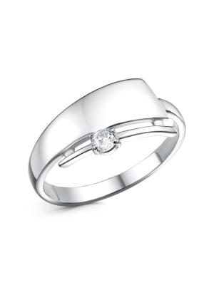 Кольцо бижутерия, покрытие - платинирование, вставка - фианит (недрагоценный камень)