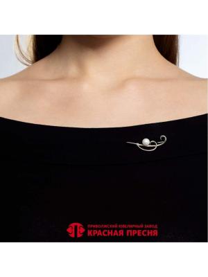 Брошь серебро 925 пробы, покрытие - платинирование, вставка - культивированный жемчуг