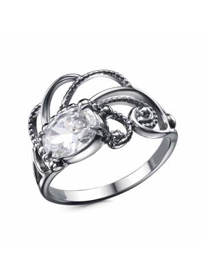 Кольцо бижутерия, покрытие - серебрение с оксидированием, вставка - фианит (недрагоценный камень)