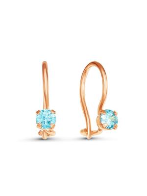 Серьги бижутерия, покрытие - золочение, вставка - фианит (недрагоценный камень)