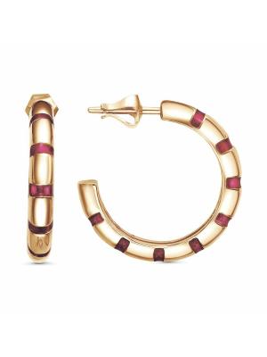 Серьги бижутерия, покрытие - золочение, отделка - эмаль, без вставок