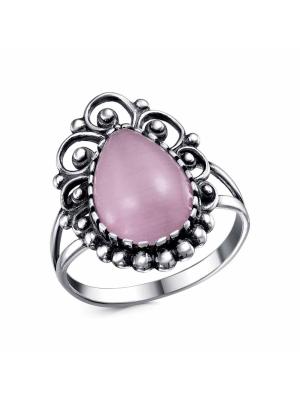 Кольцо бижутерия, покрытие - серебрение с оксидированием, вставка - искусственный кошачий глаз