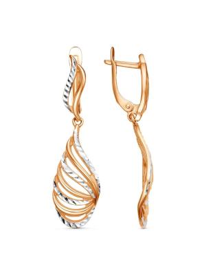 Серьги серебро 925 пробы, покрытие - золочение, отделка - алмазная грань, без вставок