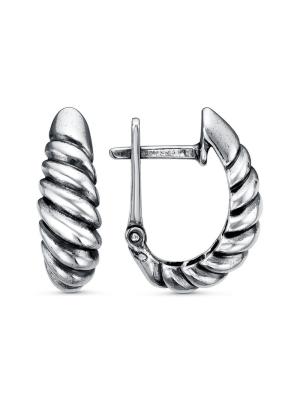 Серьги бижутерия, покрытие - серебрение с оксидированием, без вставок