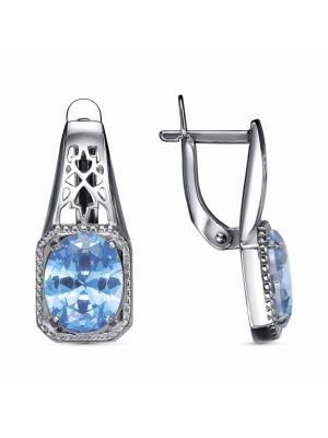 Серьги бижутерия, покрытие - серебрение с оксидированием, вставка - фианит (недрагоценный камень)