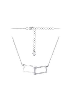 Колье серебро 925 пробы, покрытие - родирование, вставка - фианит (недрагоценный камень)