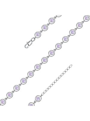 Браслет серебро 925 пробы, покрытие - платинирование, вставка - фианит (недрагоценный камень)