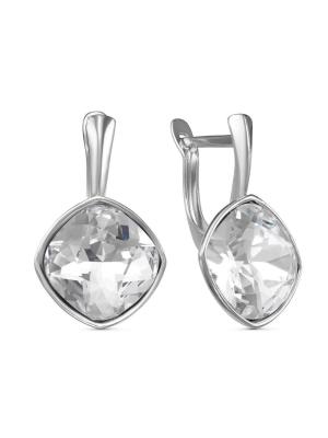 Серьги бижутерия, покрытие - серебрение с оксидированием, вставка - стекло ювелирное preciosa