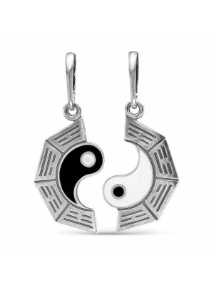 Подвеска бижутерия, покрытие - серебрение с оксидированием, отделка - эмаль, без вставок