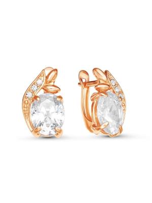 Серьги бижутерия, покрытие - золочение, вставка - стекло ювелирное, стекло ювелирное preciosa