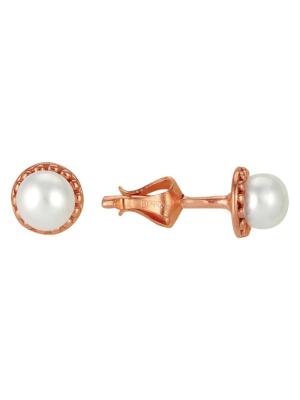 Серьги серебро 925 пробы, покрытие - золочение, вставка - культивированный жемчуг