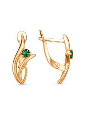 Серьги бижутерия, покрытие - золочение, вставка - фианит (недрагоценный камень)