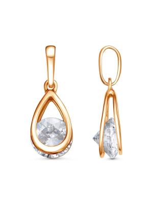 Подвеска бижутерия, покрытие - золочение, вставка - фианит (недрагоценный камень)