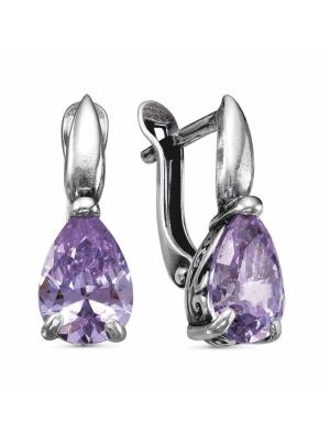 Серьги бижутерия, покрытие - серебрение с оксидированием, вставка - фианит (недрагоценный камень)