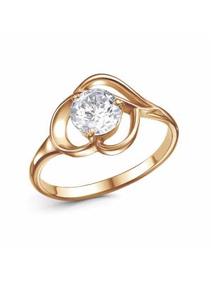 Кольцо бижутерия, покрытие - золочение, вставка - фианит (недрагоценный камень)