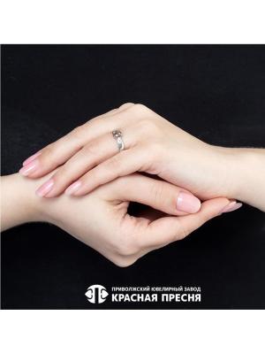 Кольцо серебро 925 пробы, покрытие - родирование, вставка - дымчатый кварц, фианит (недрагоценный камень)