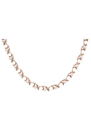 Колье бижутерия, покрытие - золочение, вставка - культивированный жемчуг