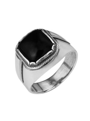 Кольцо бижутерия, покрытие - серебрение с оксидированием, вставка - стекло ювелирное собственной огранки